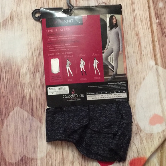 Cuddl Duds Long Sleeve soft knit Top Marled Nocturne Navy XSmall thumbho… - Picture 3 of 6